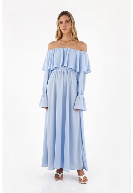 Vestido Largo Elle Azul Claro Mercedes Campuzano