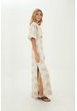 Vestido Largo Celeste Beige Mercedes Campuzano de Mercedes Campuzano