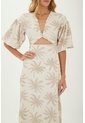 Vestido Largo Celeste Beige Mercedes Campuzano de Mercedes Campuzano