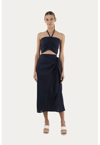 Falda Larga Giselle Azul Oscuro Mercedes Campuzano Mercedes Campuzano