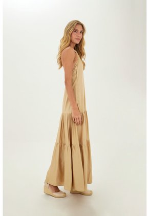 Vestido Largo Luzia Beige Mercedes Campuzano