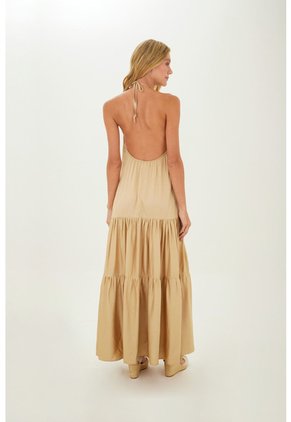 Vestido Largo Luzia Beige Mercedes Campuzano