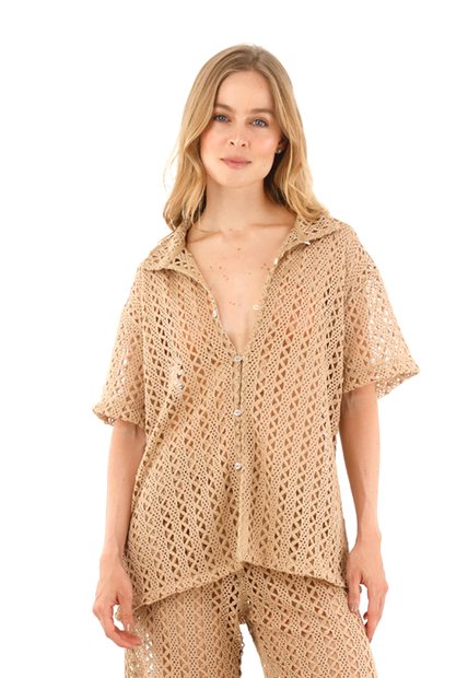 Camisa  Harlow Toupe Mercedes Campuzano