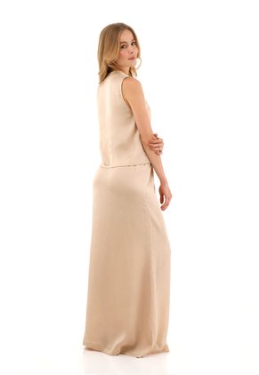 Falda Larga Brigitte Beige Mercedes Campuzano