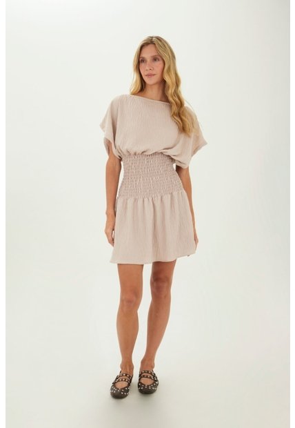 Vestido Corto Phoebe Beige Mercedes Campuzano