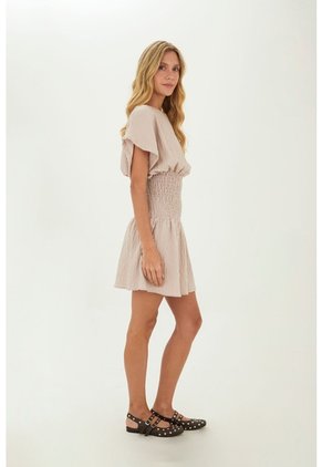 Vestido Corto Phoebe Beige Mercedes Campuzano