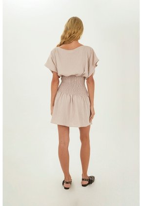 Vestido Corto Phoebe Beige Mercedes Campuzano