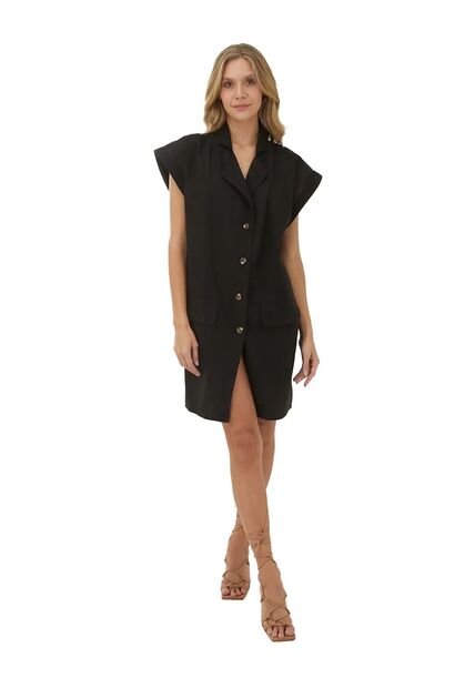 Vestido Corto Lotus Negro Mercedes Campuzano