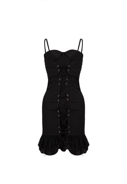 Vestido Corto  Angelie Negro Mercedes Campuzano