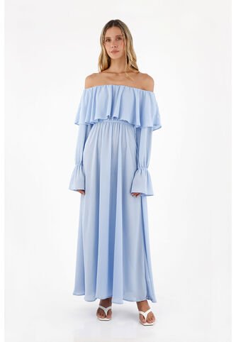 Vestido Largo Elle Azul Claro Mercedes Campuzano Mercedes Campuzano