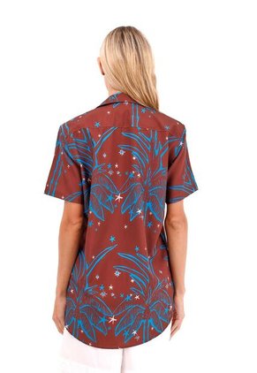 Camisa Wonder Palmeras Terracota Mercedes Campuzano