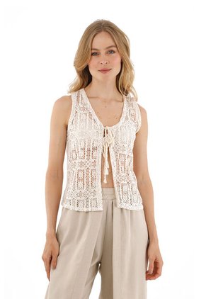 Chaleco Lira Beige Mercedes Campuzano