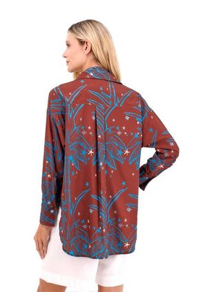 Camisa Boyfriend Haven Palmeras Terracota Mercedes Campuzano