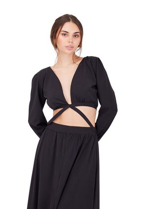 Vestido Largo Reverie Negro Mercedes Campuzano