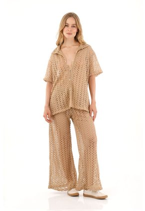 Camisa  Harlow Toupe Mercedes Campuzano