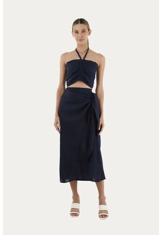 Falda Larga Giselle Azul Oscuro Mercedes Campuzano Mercedes Campuzano