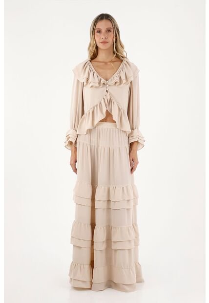 Falda Larga Julie Beige Mercedes Campuzano