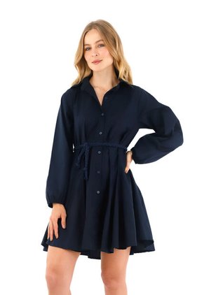 Vestido Corto Oasis Azul Oscuro Mercedes Campuzano