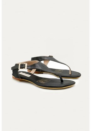 Sandalia Plana Maya Negro Mercedes Campuzano