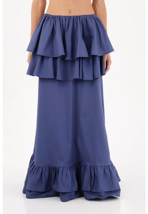 Falda Larga Brumelia Azul Oscuro Mercedes Campuzano