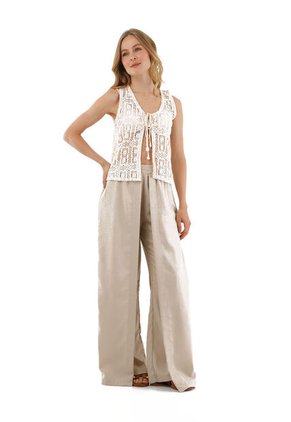 Chaleco Lira Beige Mercedes Campuzano