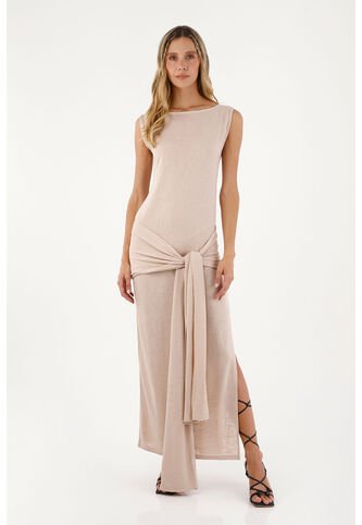 Vestido Largo Bruma Arena Mercedes Campuzano Mercedes Campuzano