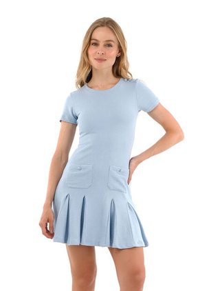 Vestido Corto Amelie Azul Claro Mercedes Campuzano