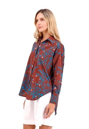 Camisa Boyfriend Haven Palmeras Terracota Mercedes Campuzano
