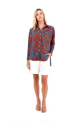 Camisa Boyfriend Haven Palmeras Terracota Mercedes Campuzano