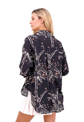 Camisa Boyfriend Haven Palmeras Negro Mercedes Campuzano