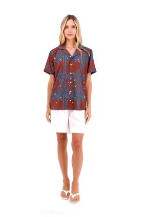 Camisa Wonder Palmeras Terracota Mercedes Campuzano