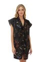 Vestido Corto Lotus Estampado Floral Negro Mercedes Campuzano de Mercedes Campuzano