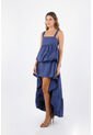 Vestido Largo Luvana Azul Oscuro Mercedes Campuzano de Mercedes Campuzano