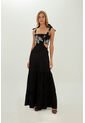 Vestido Largo Muse Negro Mercedes Campuzano de Mercedes Campuzano