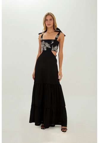Vestido Largo Muse Negro Mercedes Campuzano Mercedes Campuzano