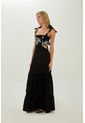 Vestido Largo Muse Negro Mercedes Campuzano de Mercedes Campuzano