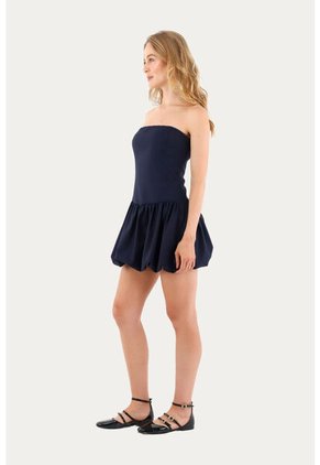 Vestido Corto Freya Azul Oscuro Mercedes Campuzano