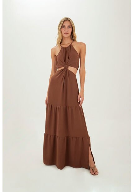 Vestido Largo Sophie Cafe Mercedes Campuzano