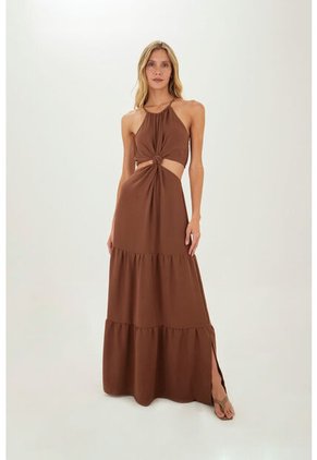 Vestido Largo Sophie Cafe Mercedes Campuzano
