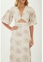 Vestido Largo Celeste Beige Mercedes Campuzano de Mercedes Campuzano