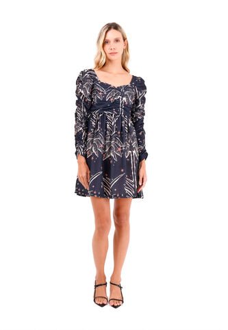 Vestido Corto Sailing Palmeras Negro Mercedes Campuzano Mercedes Campuzano