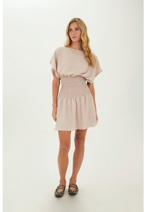 Vestido Corto Phoebe Beige Mercedes Campuzano