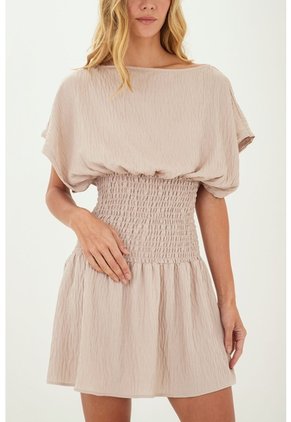 Vestido Corto Phoebe Beige Mercedes Campuzano
