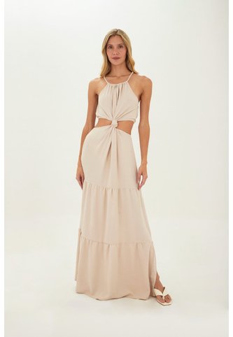 Vestido Largo Sophie Beige Mercedes Campuzano Mercedes Campuzano