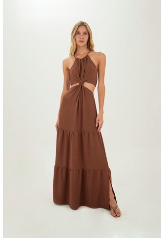 Vestido Largo Sophie Cafe Mercedes Campuzano Mercedes Campuzano