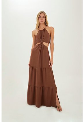 Vestido Largo Sophie Cafe Mercedes Campuzano