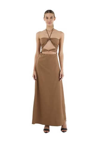 Vestido Largo Delphine Toupe Mercedes Campuzano Mercedes Campuzano