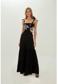 Vestido Largo Muse Negro Mercedes Campuzano de Mercedes Campuzano