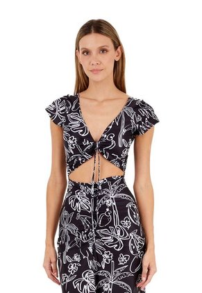 Vestido Largo Peace Estampado Negro Mercedes Campuzano