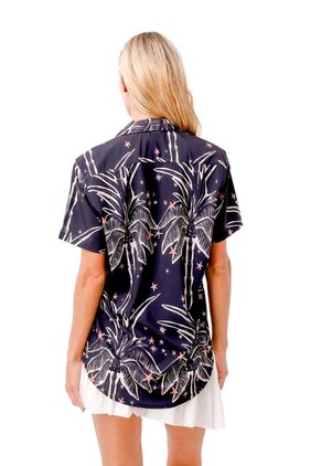 Camisa Wonder Palmeras Negro Mercedes Campuzano